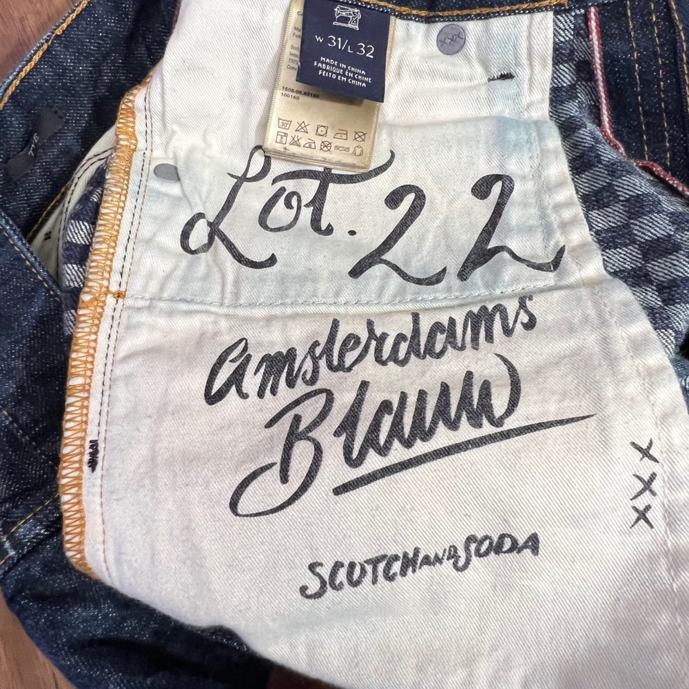 Scotch Soda Amsterdam Blauw Lot 22 Selvedge Dark Slim Fit Denim Jeans Mens 32x32 - Picture 11 of 16